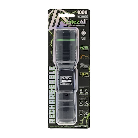 Litezall Thin Rechargeable 1000 Lumen Tactical Flashlight LA-1KTHN-6/12